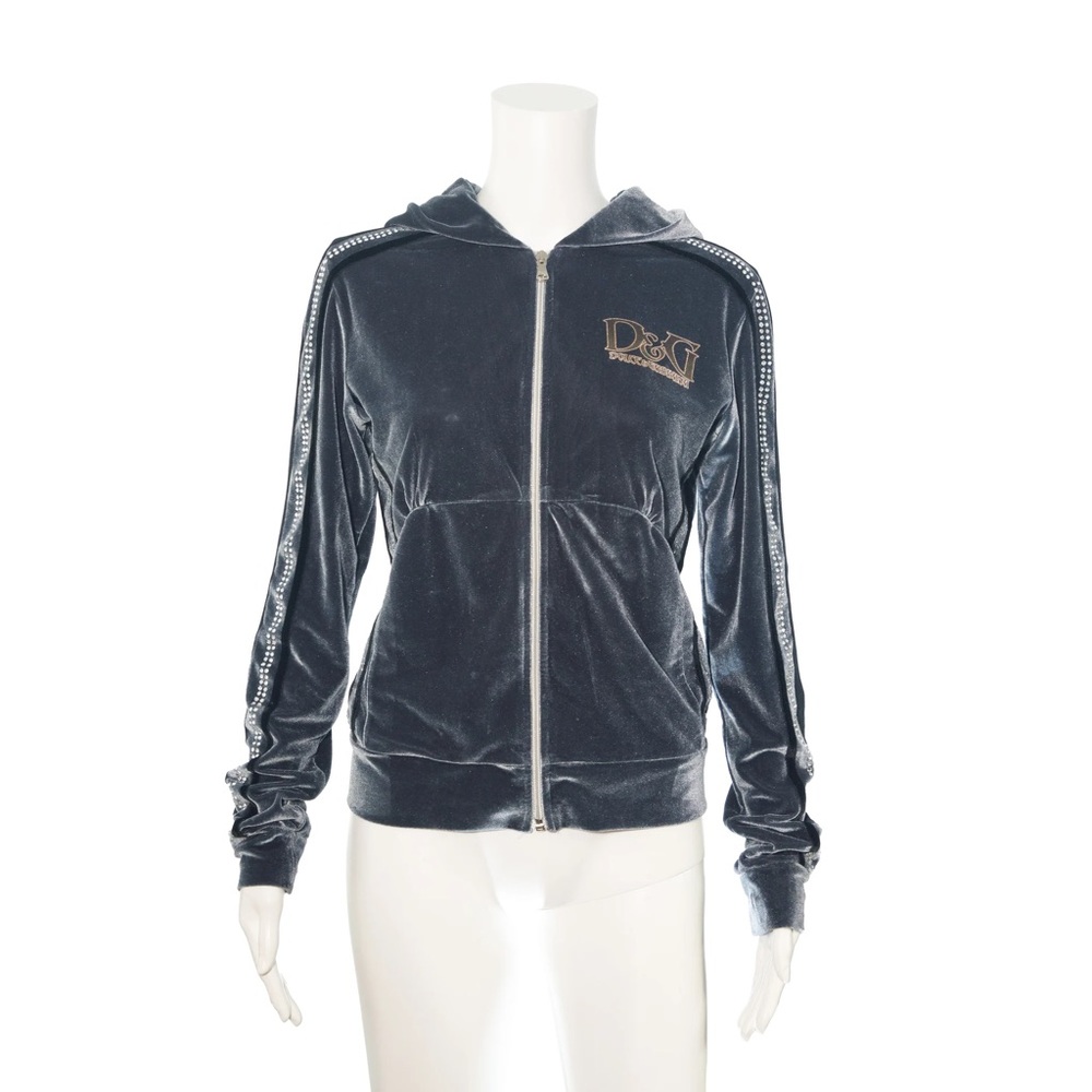 D&G Women's Dark Gray Velour Hoodie